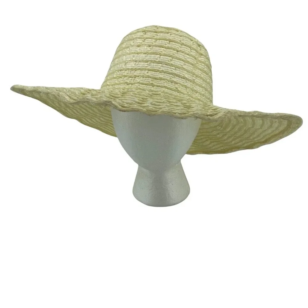Unbranded Womens Wide Brim‎ Layered Woven Floppy Sun Hat One Size Natural Straw